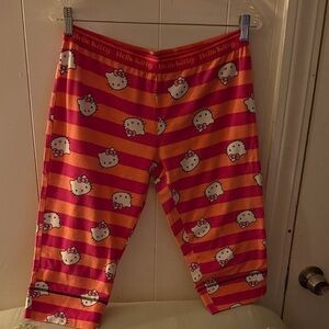 Hello Kitty Kids Pajama Bottoms with Pink and Orange Stripes